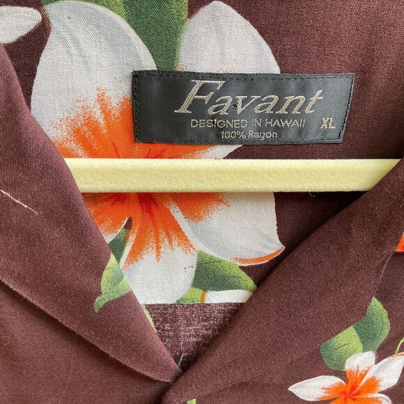 Favant Mens Hawaiian Tropical Floral Rayon Button Up Shirt Size XL  ith pocket - Picture 5 of 8